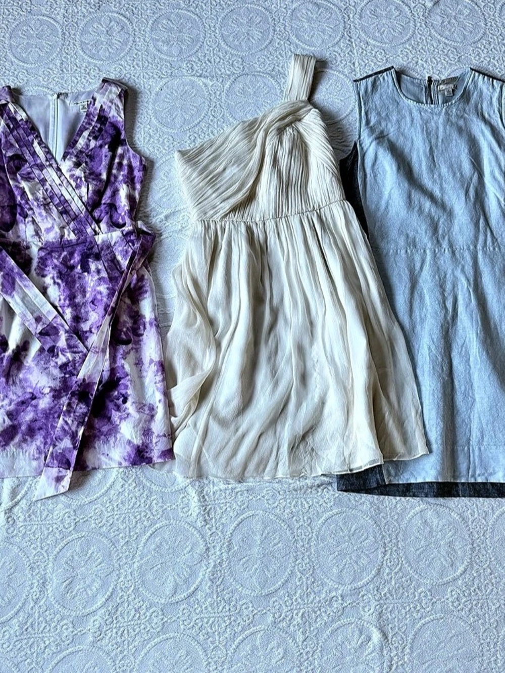 Banana Republic Abstract Mini Dress Size 2P Purple & White